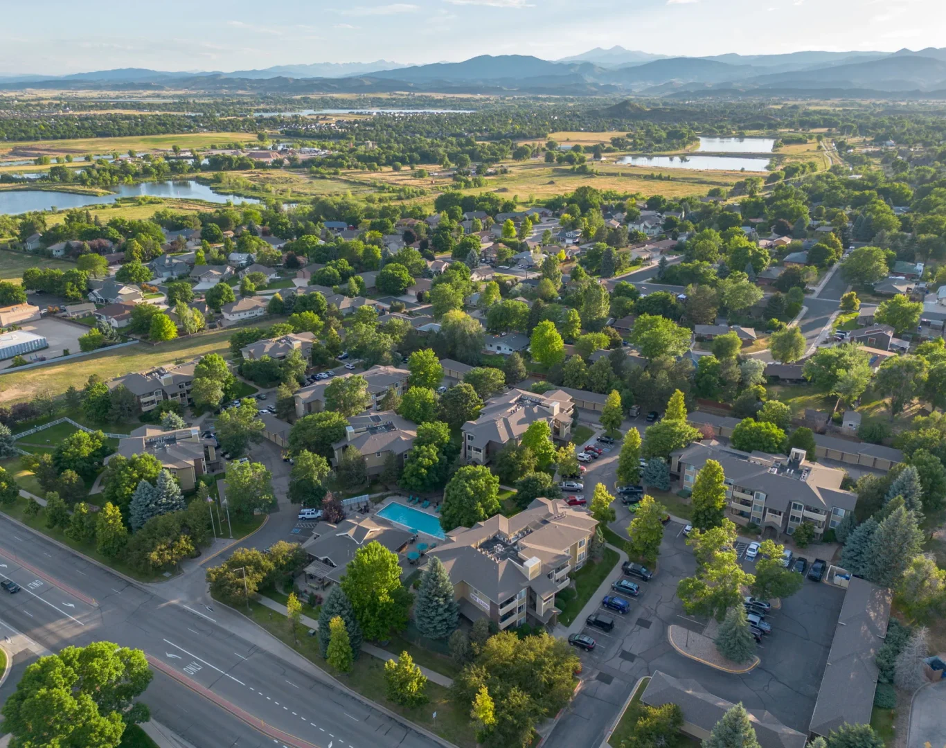 A commercial solar panel system providing clean energy to a business in Loveland, CO.
